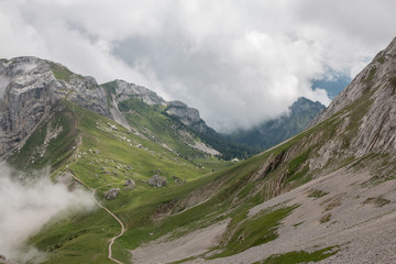 Panorama view of mountains scene from top Pilatus Kulm in Lucerne