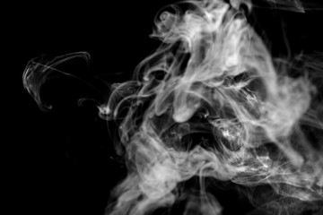 isolated smoke, abstract powder, water spray on black background.