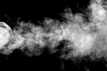 white smoke isolated, abstract powder, water spray on black background, Out of focus