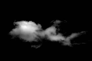 White cloud isolated on black background, Fluffy texture , Abstract smoke