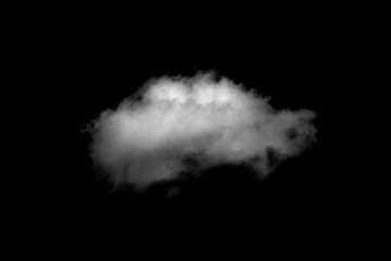 White cloud isolated on black background, Fluffy texture , Abstract smoke