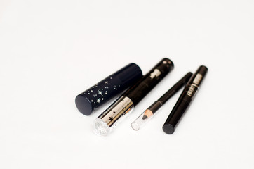 makeup set for face makeup on white background