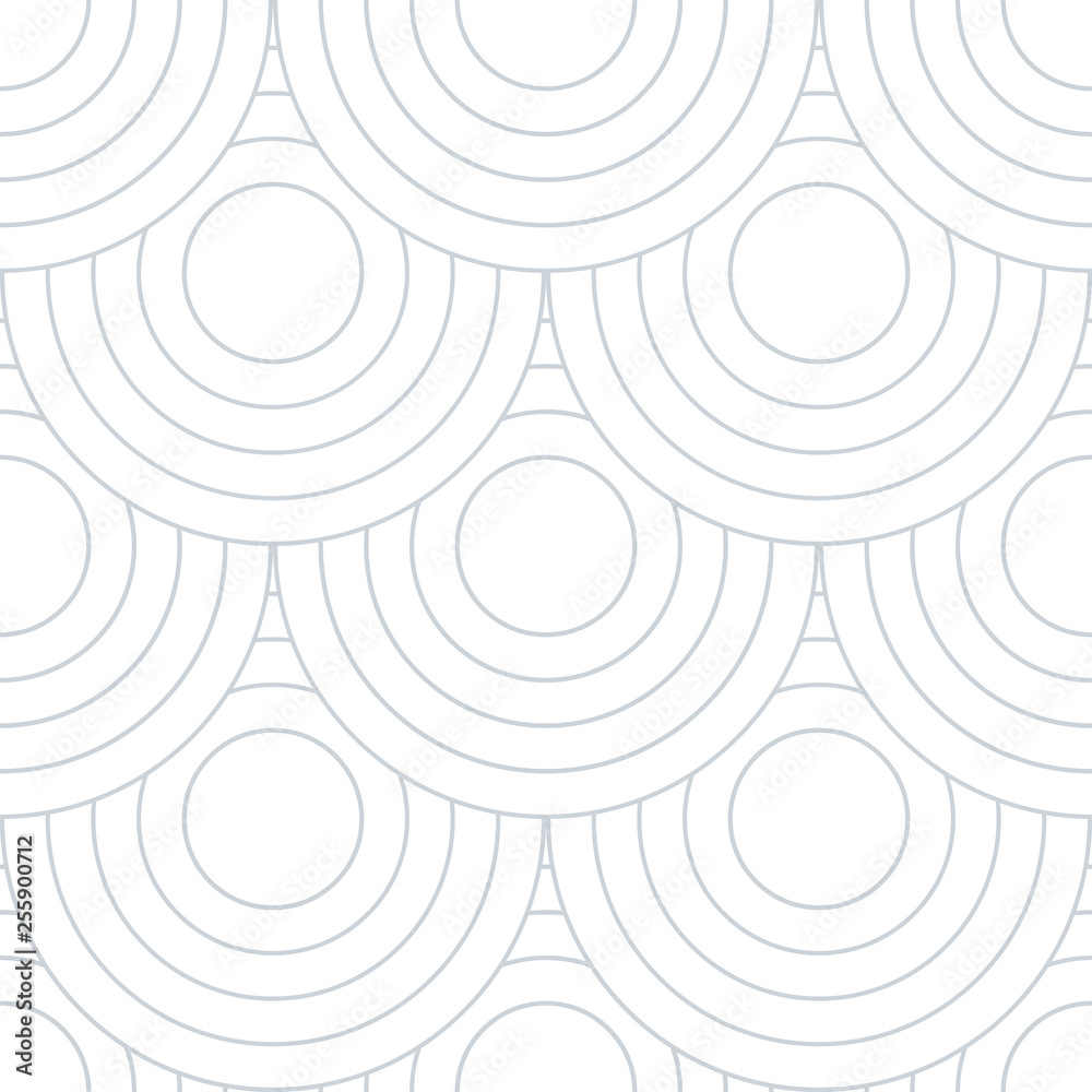 Poster Abstract retro pattern of geometric shapes. Neutral  mosaic backdrop. Geometric wave of circles  background, vector