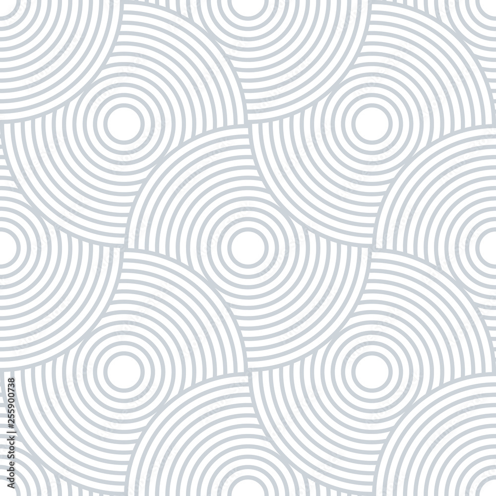 Leinwandbilder Abstract retro pattern of geometric shapes. Neutral  mosaic backdrop. Geometric wave of circles  background, vector