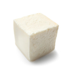 Tasty feta cheese on white background