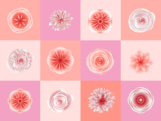 Abstract floral ornament in pink coral colors