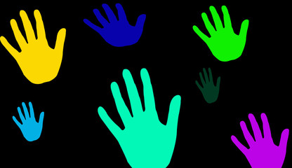 Fototapeta premium colorful hands isolated on black background