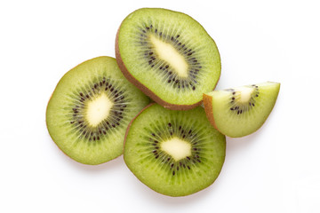 Fototapeta premium Kiwi fruit slices on white background.