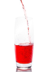Cherry juice on white background