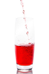 Cherry juice on white background