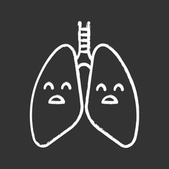Sad human lungs chalk icon