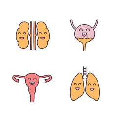 Smiling human internal organs color icons set