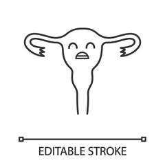 Sad uterus linear icon
