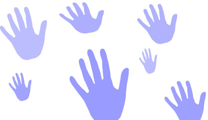 blue hands  isolated on white background