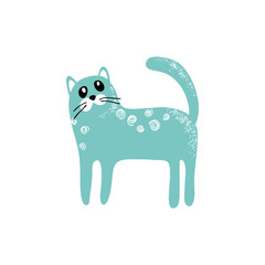 vector color funny cute cartoon cat on white background