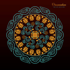 Vintage luxury decorative design of golden mandala. Vector background for greeting card