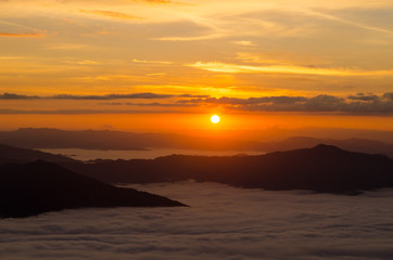 Sea of clouds on sunrise