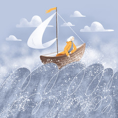 Ship in stormy weather