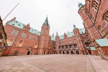 Fototapeta premium Twilight exterior view of the famous Frederiksborg Castle