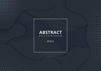 Abstract wavy geometric dynamic 3D black or gray background with halftone texture. Trendy gradient fluid shapes composition modern concept