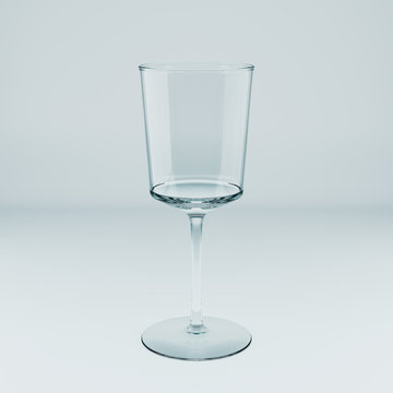 Realistic Template Of An Empty Transparent Glass. 3D Illustration.