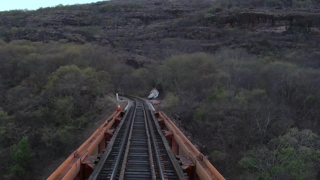POV of the Cheep train passing a bridge