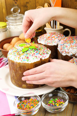 Easter cake preparing in kitchen
