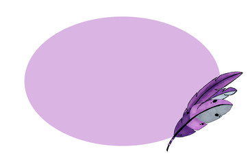 Bird purple feathers. Drawing marker art. Farmhouse decor. Art for postcard, print or web