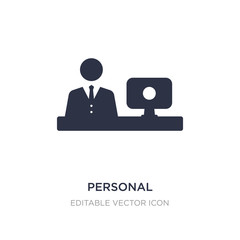 personal computer and worker icon on white background. Simple element illustration from Computer concept.