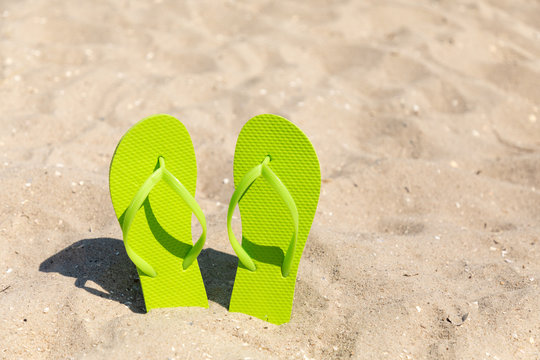 flip flops at beach