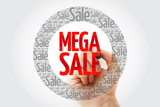 MEGA SALE collage word cloud with marker, business concept background