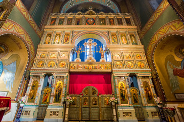 Fototapeta na wymiar Interior of Cathedral of Saints Peter and Paul (Peterhof) - Saint Petersburg, Russia