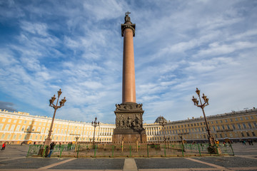 Palace Square, central square contains Alexander Column marking victory over Napoleon's armies - Saint Petersburg, Russia