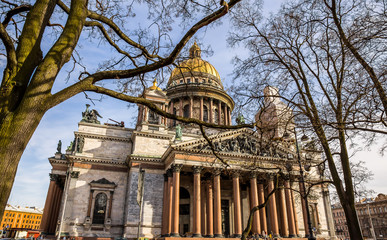 Saint Isaac's Cathedral, ornate religious edifice with gold dome - Saint Petersburg, Russia