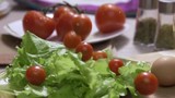 Fresh ingredients for diet and low calories. Scene. Cherry Tomatoes, bell peppers, healthy diet. Table of vegetables