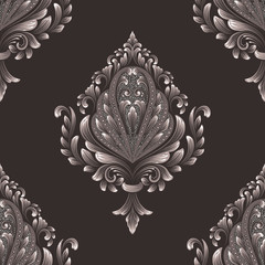 Vector damask seamless pattern element. Classical luxury old fashioned damask ornament, royal victorian seamless texture for wallpapers, textile, wrapping. Exquisite floral baroque template.