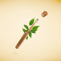 Eco friendly bamboo teeth brush in motion, close-up. Zero waste concept.