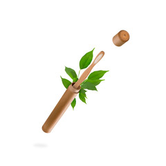 Eco friendly bamboo teeth brush in motion, close-up. Zero waste concept.