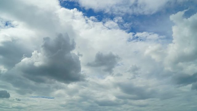 Time-lapse fast moving clouds across a blue sky