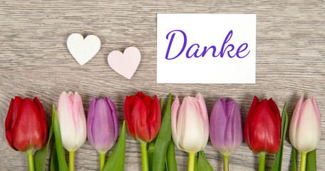 Tulpen und Karte: Danke!
