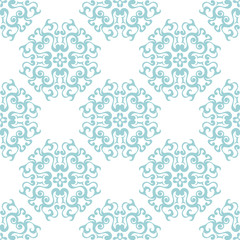 Seamless pattern with blue flowers On white background for textile