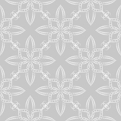  Seamless pattern in arabic style. Gray and white background