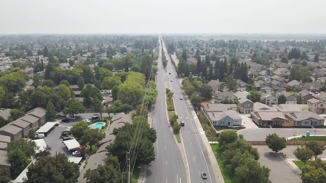 Aerial View of Suburban Road