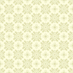 Olive green design wih flowers. Seamless pattern