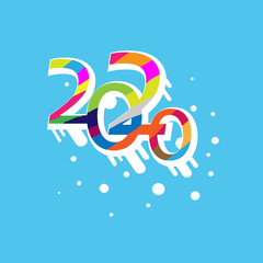 New year postcard 2020 on blue background 