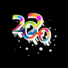 New year postcard 2020 on black background