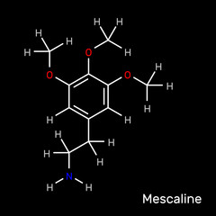 Mescaline psychedelic structural formula. Vector illustration