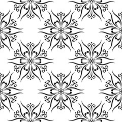 Black and white floral seamless pattern