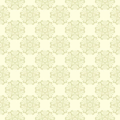 Seamless pattern with flowers. Floral olive green background
