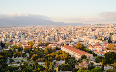 Athenes panorama, view from the acropolis, tourist place. Greece. Europe